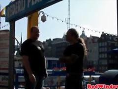 Lingeried Dutch hooker takes cum in mouth